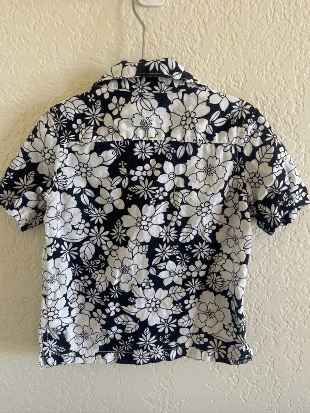Baby Gap Floral Button Up Shirt 2T Black White Tropical